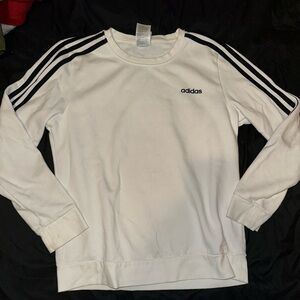 Adidas White Sweatshirt with Black Stripes Girls Large